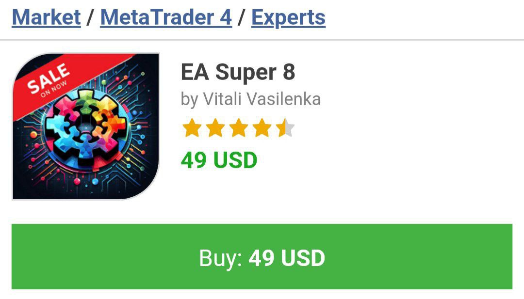 EA Super 8 MT4 đang bán 49$ tại MQL5